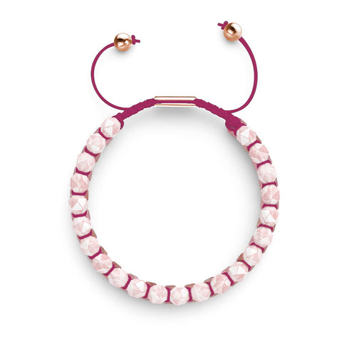 Quartz rose et quartz rose | Or rose | Bracelet double géométrique